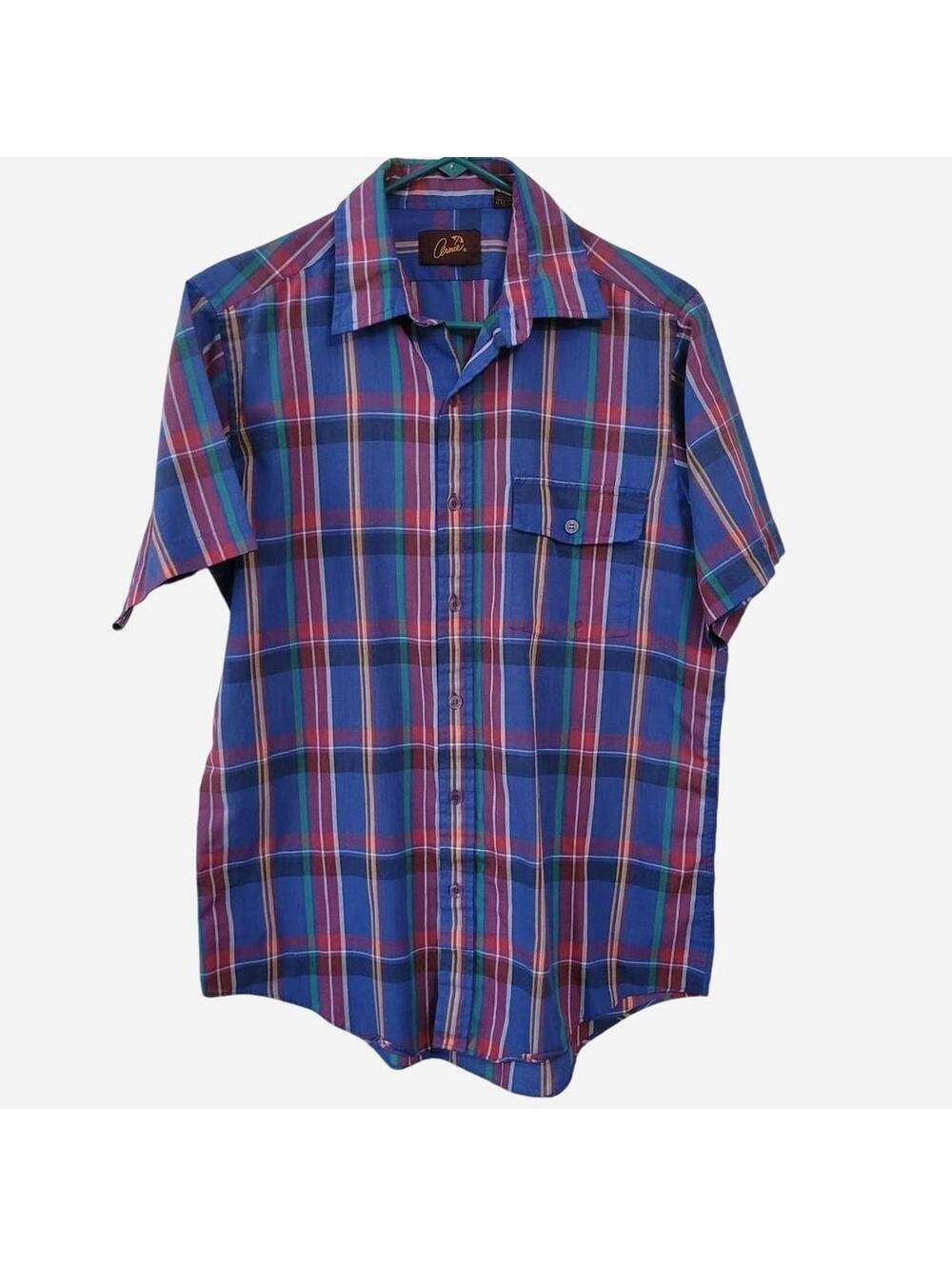 Vintage 90s Arnie Plaid Short Sleeve Shirt – Size M